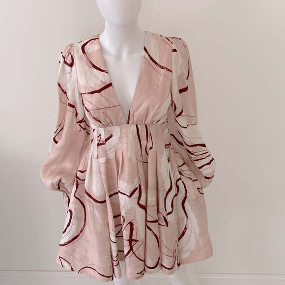 Aje Amelia Plunge Mini Dress with Bell Sleeves 
New - Picture 8 of 16